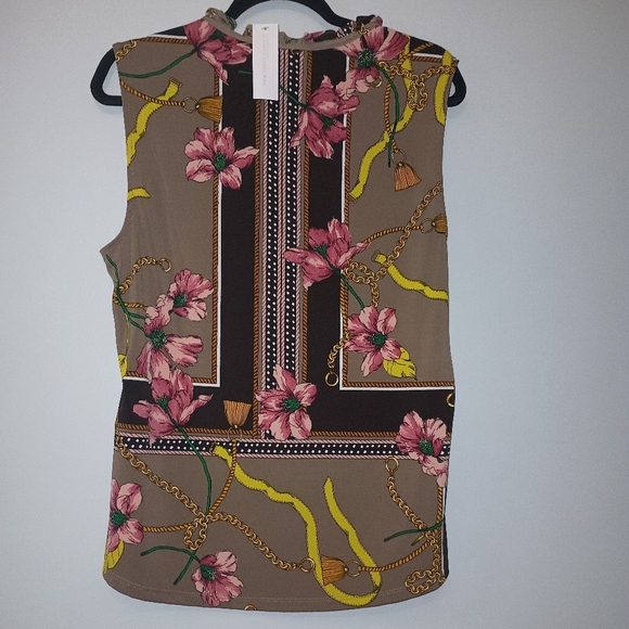 7th Avenue Design Studio Floral Chain Print Sleeveless Blouse XL - Picture 3 of 8
